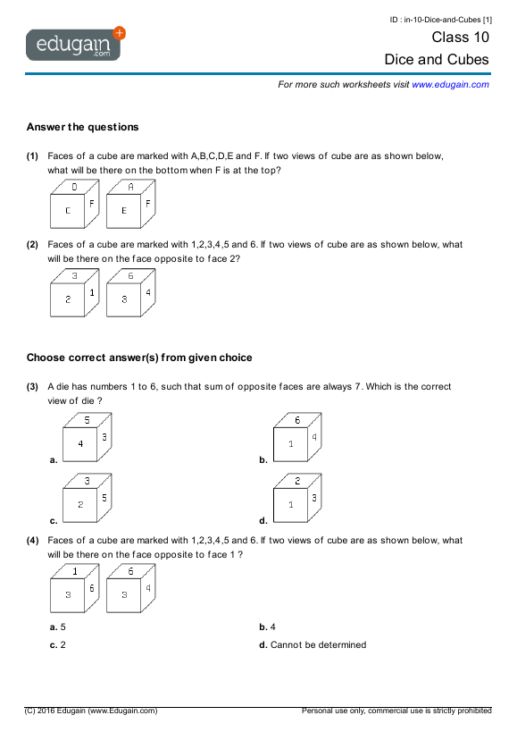 Dice and Cubes