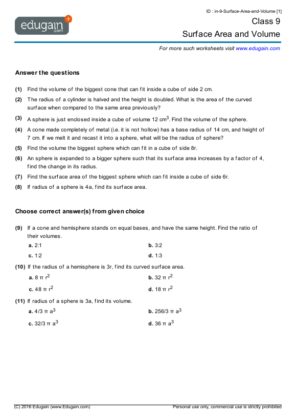 Surface Area and Volume